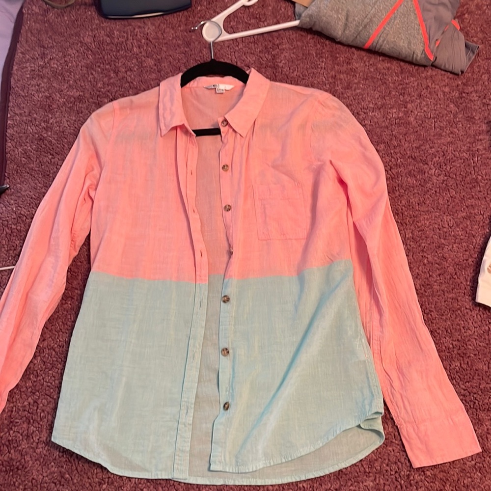 Volcom color block small button down